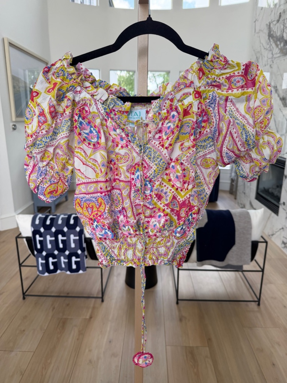 TAJ by Sabrina Crippa Paisley Puff Sleeve Blouse